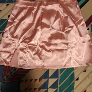Pink satin skirt